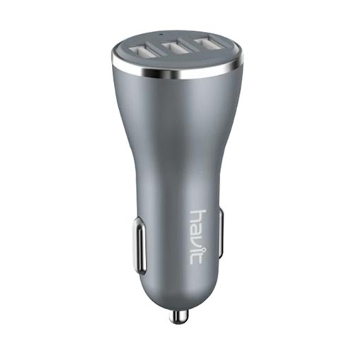 Havit H212 4.2A Tri USB Gray Blue Car Charger Price in Bangladesh
