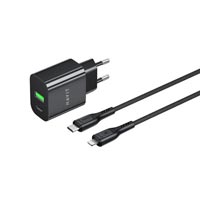 Havit ST925 USB & USB-C 20W Black Charger / Charging Adapter with USB-C to Lightning Cable